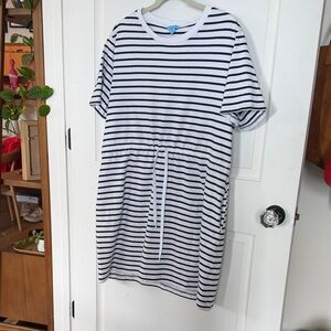 Draper James White & Navy Striped Tee Dress